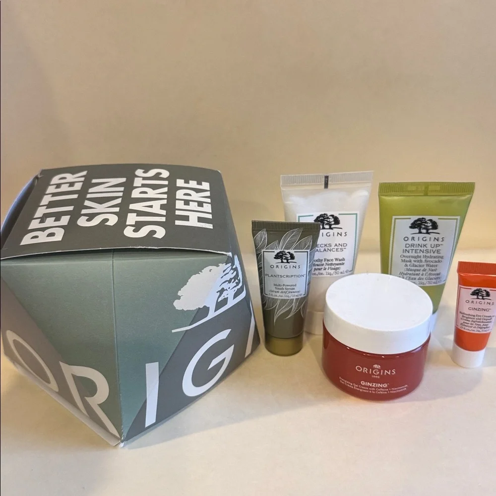 ORIGINS 5p Better Skin Starts Here Ginzing Gel Cream Plantscription Serum NIB